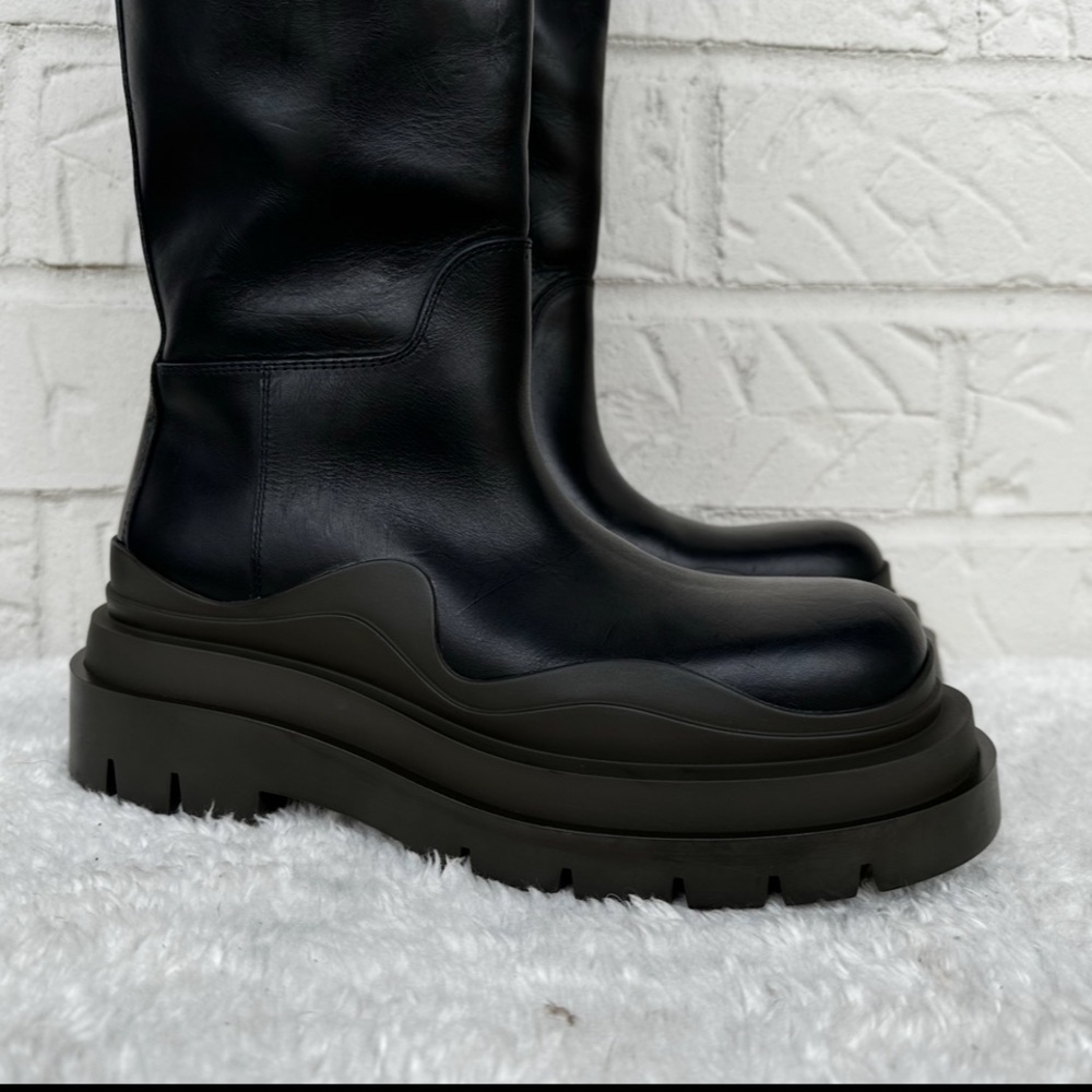 New BOTTEGA VENETA Tire Knee-High Leather Boots Size 36.5 - Picture 4 of 16